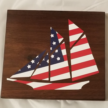 American Flag Sailboat sign