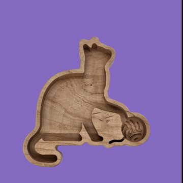 Cat with Ball Of Yarn Tray