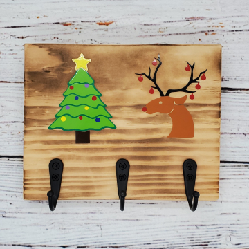 Handmade Christmas Tree, Reindeer Key/Leash/Mask/Etc. Holder